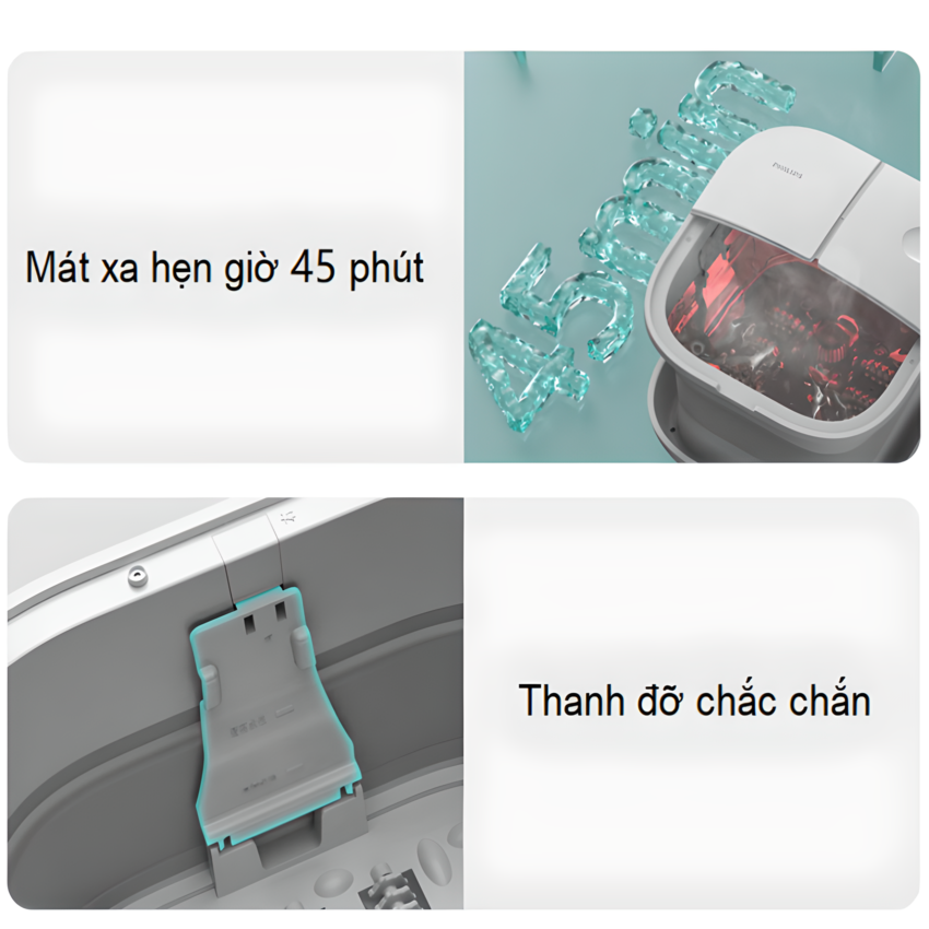 HÀNG CHÍNH HÃNG - Bồn ngâm chân kiêm máy massage, tích hợp tia hồng ngoại điện xung. Thương hiệu Hà Lan cao cấp Philips - PPM3102F