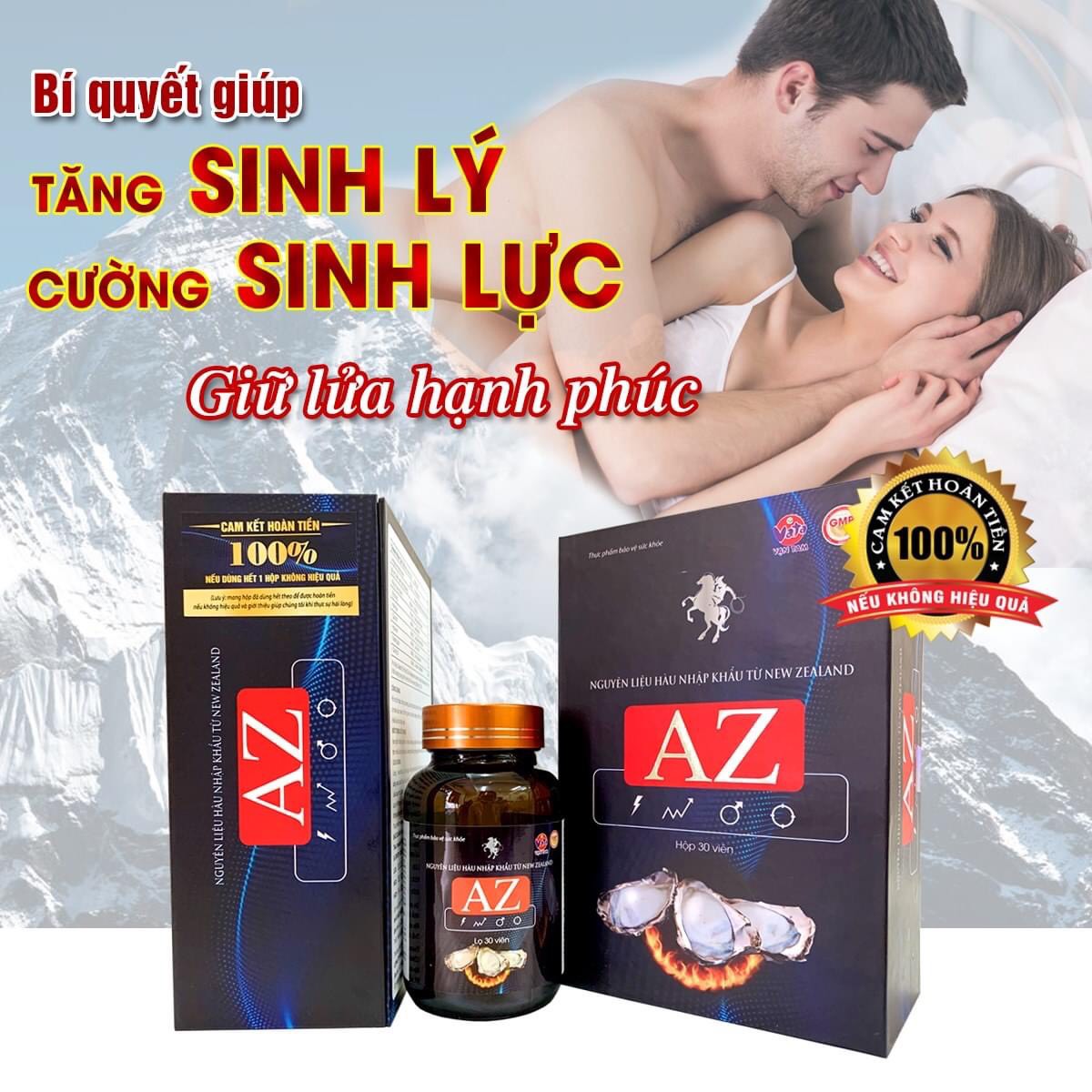 Hộp Tăng Cường Sinh Lý AZ Bổ Thận Tráng Dương, Tăng Cường Sinh Lực Nam Giới Hỗ Trợ Tình Trạng Xuất Tinh Sớm, Giảm Đau Lưng Mỏi Gối Chậm Mãn Dục(30 viên)