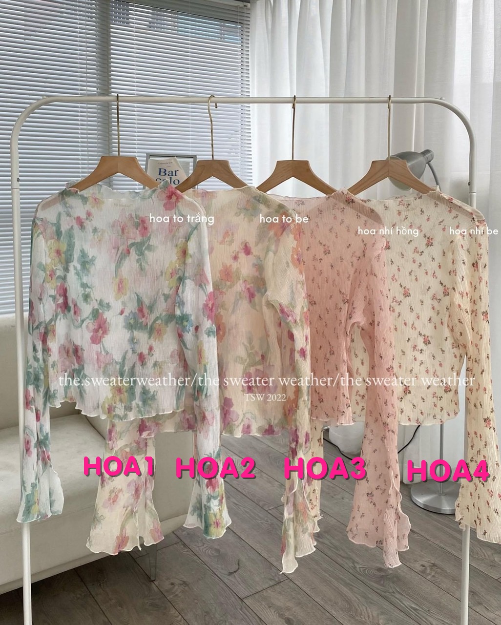 ÁO VOAN RŨ HOA FLORAL TAY DÀI LOE BÈO DẠO PHỐ DỰ TIỆC ĐI CHƠI