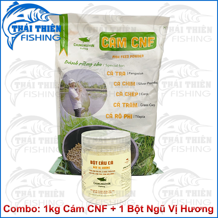 Combo 1kg Cám Câu Cá Tổng Hợp CNF, 1 Hũ Bột Câu Cá Ngũ Vị Hương Chung Nguyễn Fishing