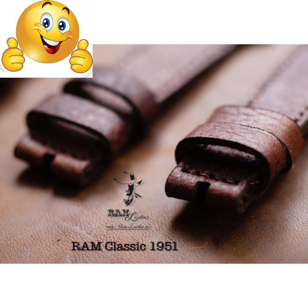 TẶNG BỘ 3 PHỤ KIỆN - DÂY ĐỒNG HỒ DA BÒ NÂU MẬN - RAM CLASSIC 1951 .