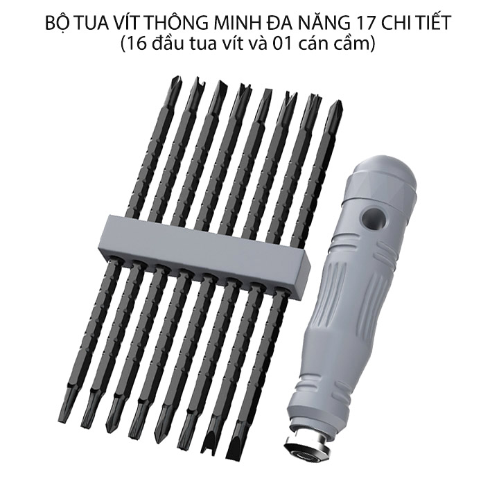 Bộ tua vít đa năng thông minh 17 chi tiết, có thể thay đổi chiều dài