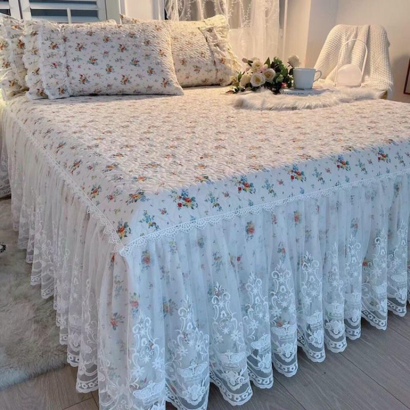 Bộ ga gối trần bông rèm phủ điệu đà 1m8x2m 3 món