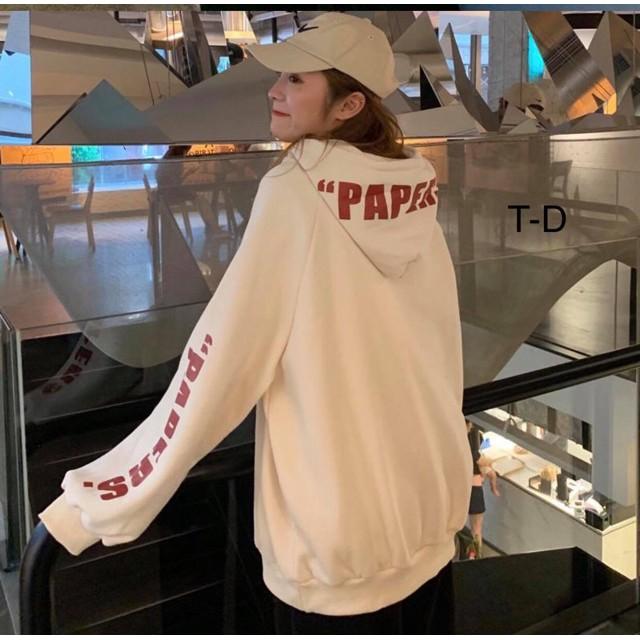 Áo hoodie Papers chữ tay mũ TDU1119