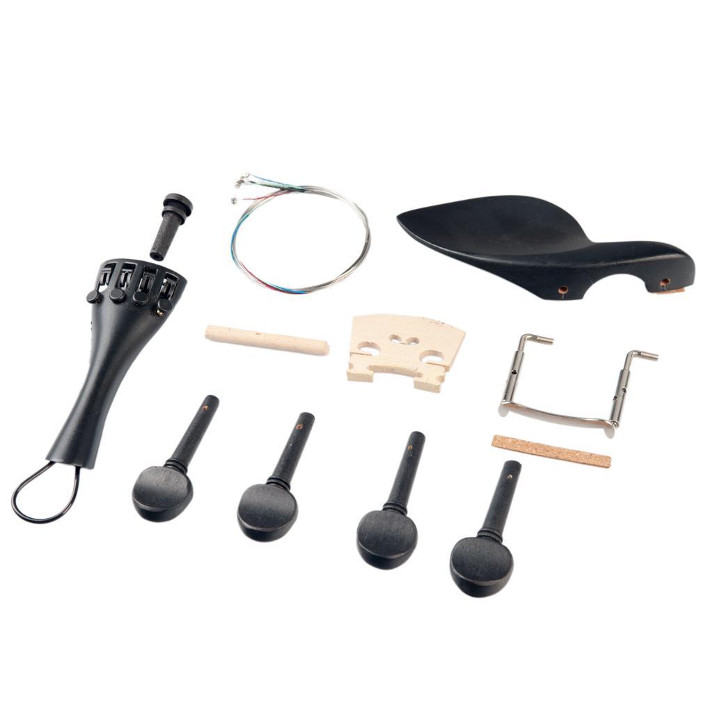 Wood Unfinished Violin Body Headstock Neck Chin Rest Tailpiece Peg Set