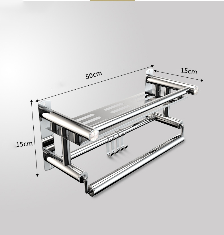 Kệ Inox Treo Đồ, Kệ Inox Treo Khăn Phòng Tắm Hàng Cao Cấp Giá Treo Khăn Dán Tường Không Cần Khoan Đục