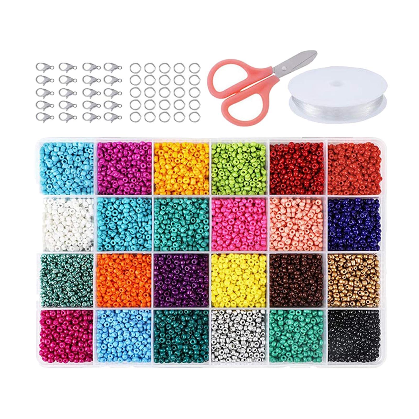 Glass Beads for Jewelry Making , Spacer Beads 24 Colors Small Beads, Tiny Beads Set for DIY Bracelets Necklaces Earring Making Crafts