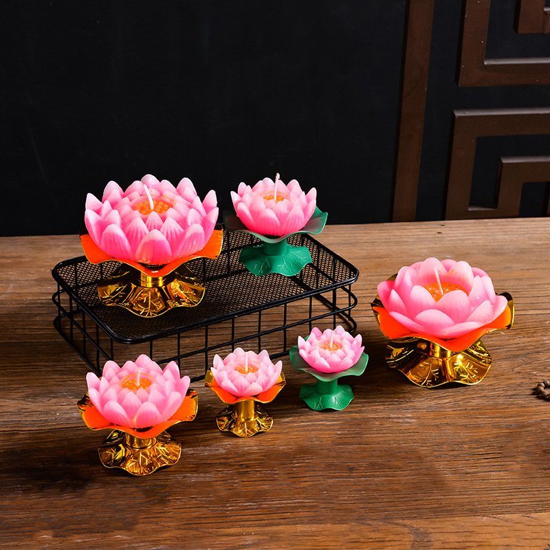 Nến Hoa Sen, Nến Bơ Ban Thờ, Nến Ban Thờ, Nến Sáp Hoa Sen Chất Lượng Cao, Không Mùi, Không Khói, An Toàn 100%