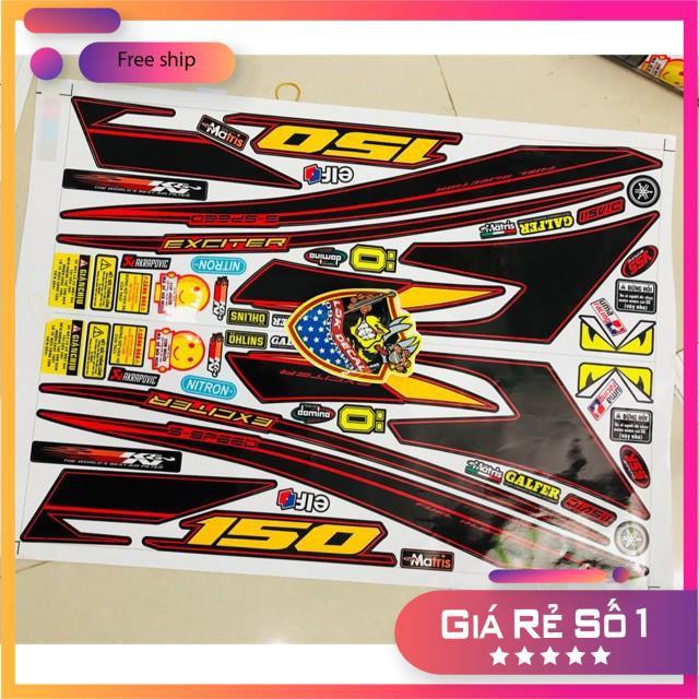 Tem rời xe Exciter 150 sọc chỉ đỏ đen