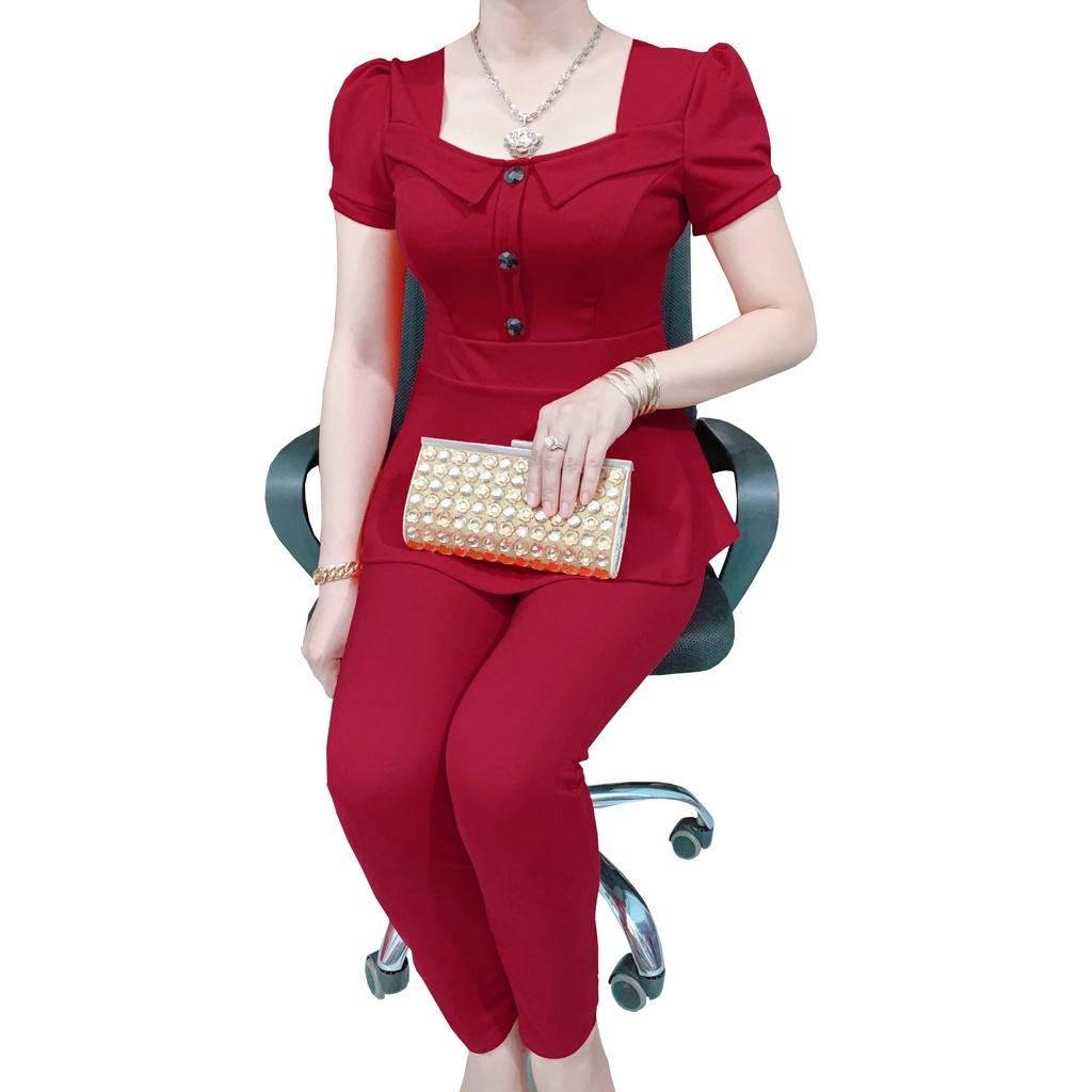 Đồ bộ nữ trung niên cho mẹ U40 U50 đồ bộ mặc nhà quần dài tay ngắn vải thun cát hàn