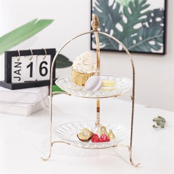 Đĩa quả 2 tầng Chim khuyên tân cổ điển phong cách Bắc Âu Decor-08S