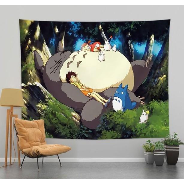 Thảm treo tường hình Totoro đáng yêu, trang trí phòng cá tính có Tặng kèm móc treo và đèn nháy