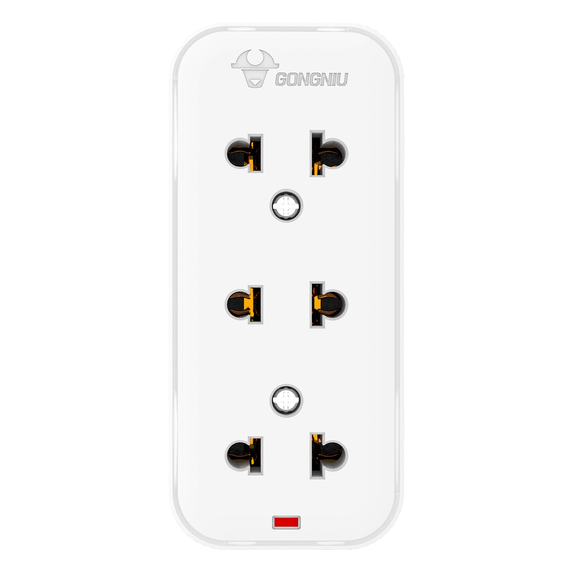 Ổ Cắm Điện Mini Gongniu 3 Ổ Không Kèm Dây – Công Suất 10A/250/2500W – Trắng – Chính Hãng