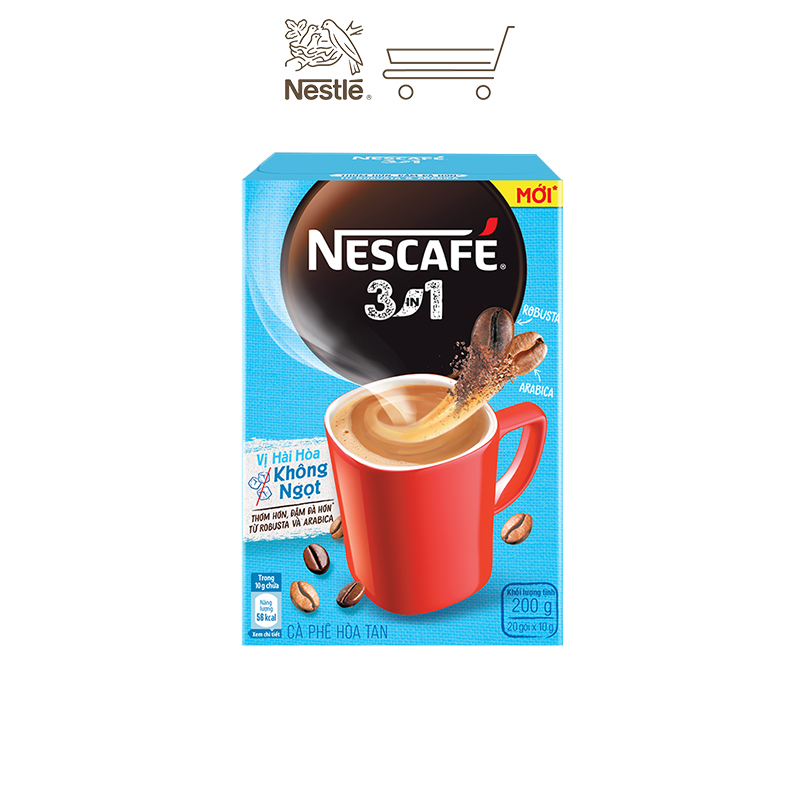 Combo 4 hộp cà phê hòa tan Nescafé 3in1 vị hài hòa không ngọt - công thức cải tiến