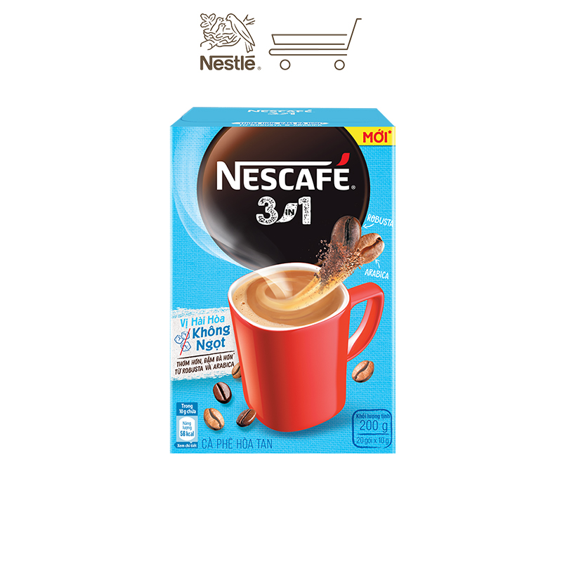 [Tặng bộ 4 chén sứ] Combo 4 hộp cà phê hòa tan Nescafé 3in1 vị hài hòa không ngọt - công thức cải tiến (Hộp 20 gói)