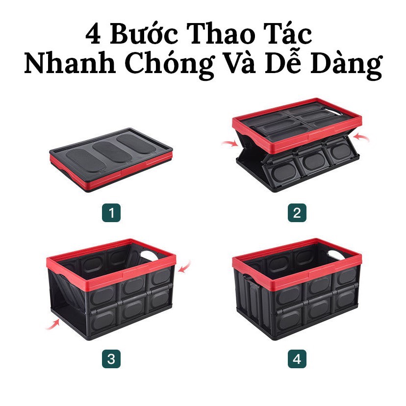 Thùng chứa đựng đồ đa năng có thể gấp gọn tiện dụng để cốp ô tô xe hơi dung tích 56L