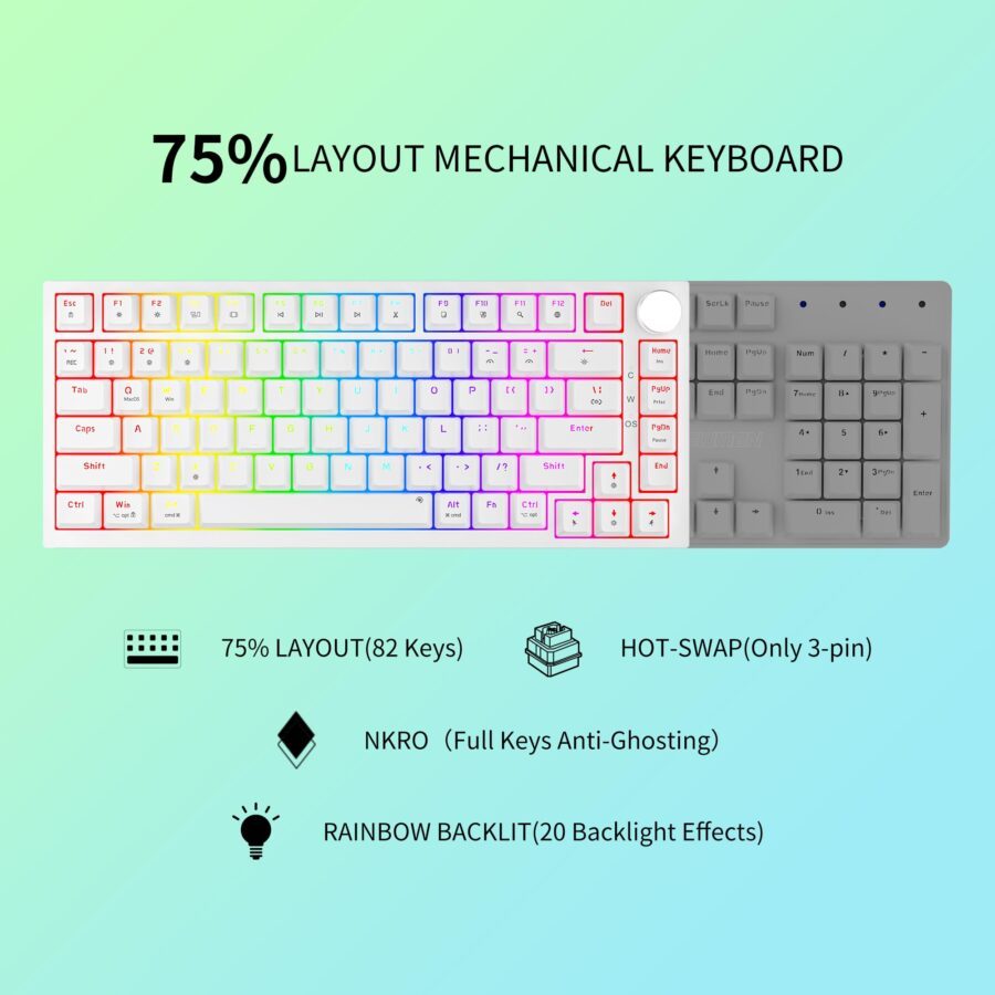 Bàn phím cơ có dây Gaming Newmen GM326, LED Rainbow, Keycap Doubleshot xuyên Led, Hotswap, bảo hành 24 tháng - Hàng chính hãng