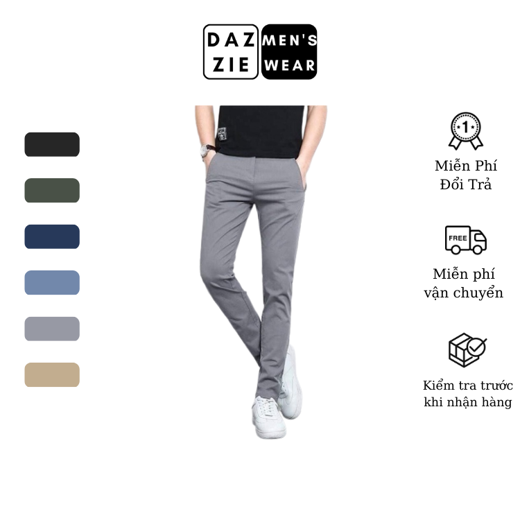 Quần Khaki Nam Dài DazzieMenwears chất Kaki mềm mịn, đa dạng màu dễ phối đồ, phù hợp mặc đi chơi, đi làm