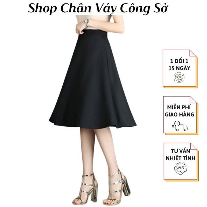 Váy Công Sở Chân Váy Xòe Dáng Dài Cạp Cao Hàng Thiết Kế Thanh Lịch Sang Trọng Chất Vải Co Giãn Tốt, Mịn, Đẹp CV034A