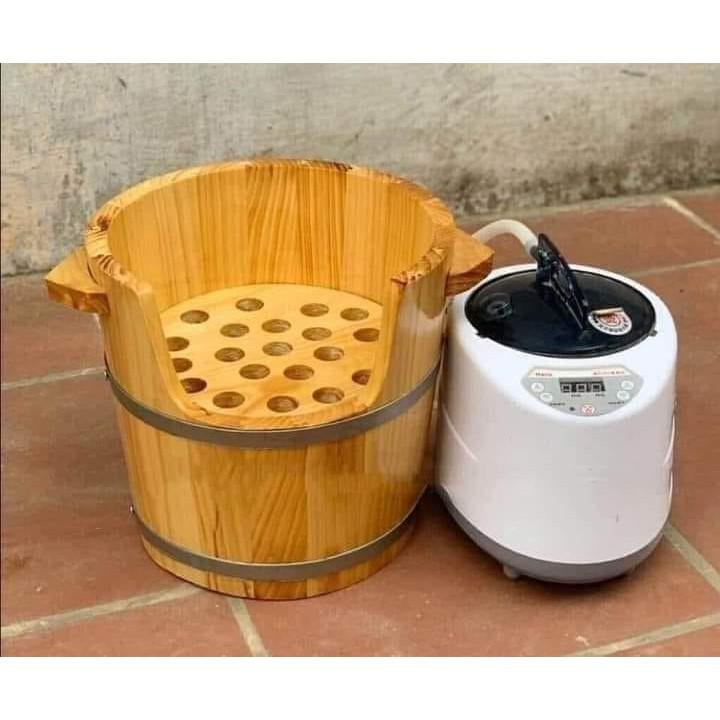 Combo 1 bộ xông đầu dưỡng sinh + 1chậu gỗ ngâm chân
