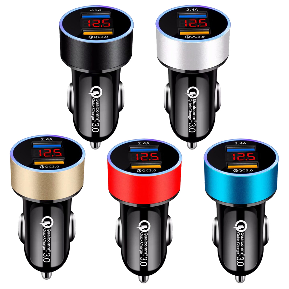 Tẩu Sạc Nhanh Qc3.0 2.4a Màn Hình Lcd Tiện Dụng Cho Xe Hơi