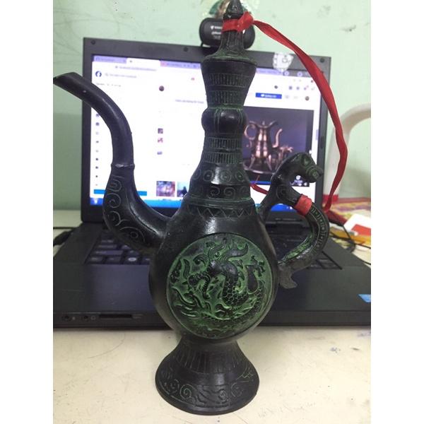 Bình đồng cổ hoạ tiết rồng phượng, bình theo phong cách cổ xưa, bình đồng phong thuỷ độc lạ, bình đồng cổ trưng bày