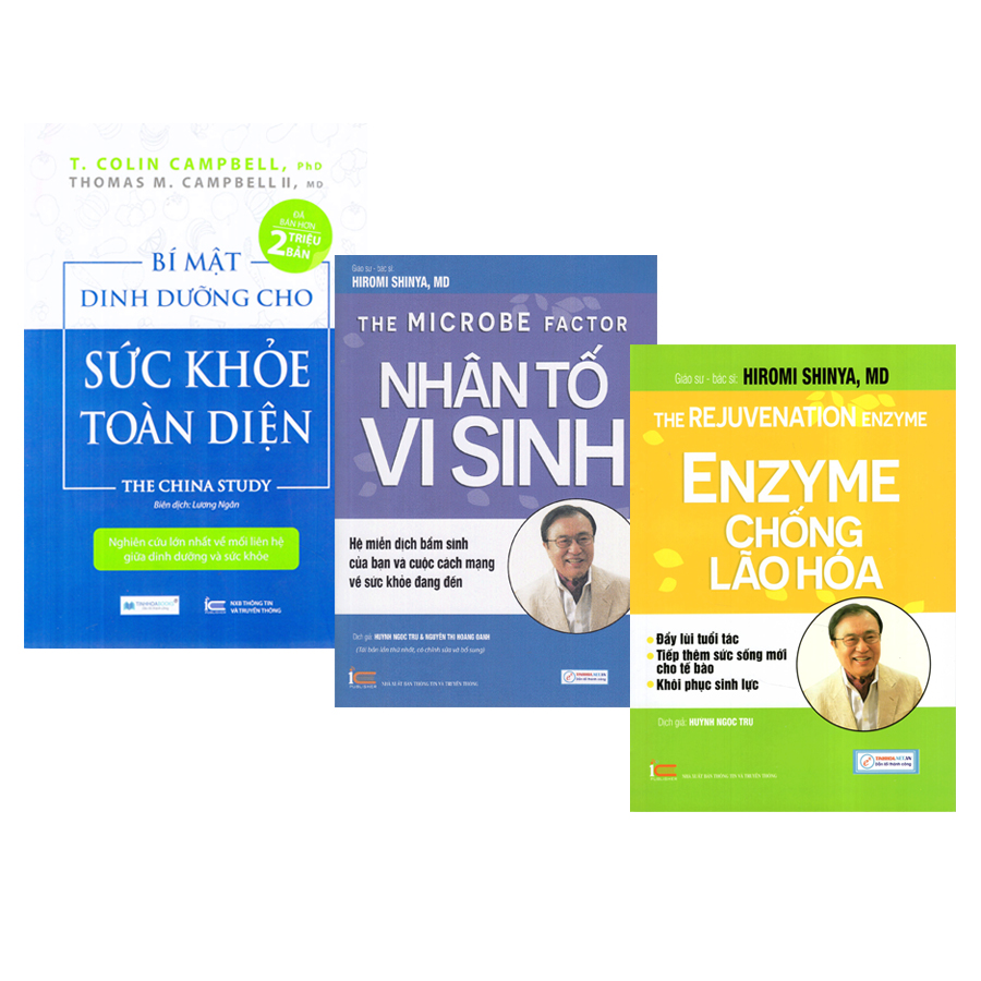 Combo 3 Cuốn Sách Dinh Dưỡng Hay: Bí Mật Dinh Dưỡng Cho Sức Khỏe Toàn Diện + Nhân Tố Vi Sinh + Enzyme Chống Lão Hóa