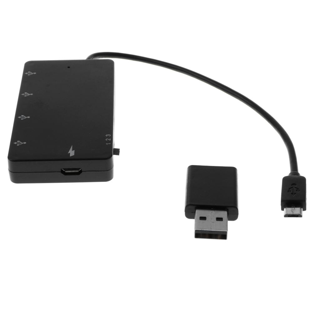 Micro USB OTG Hub, Micro USB Male to Female Micro USB + 4 Ports USB Power Charging Cable with USB A Male to Micro USB Female Adapter