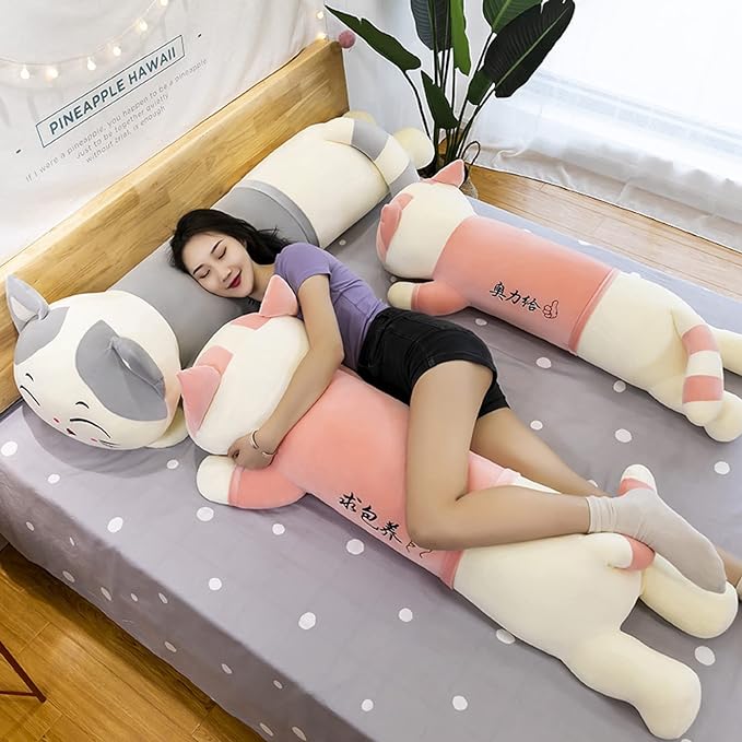 Thú nhồi bông mèo nhếch mép màu hồng - Size từ 75cm đến 1m1 - Quà tặng gấu bông mèo dễ thương