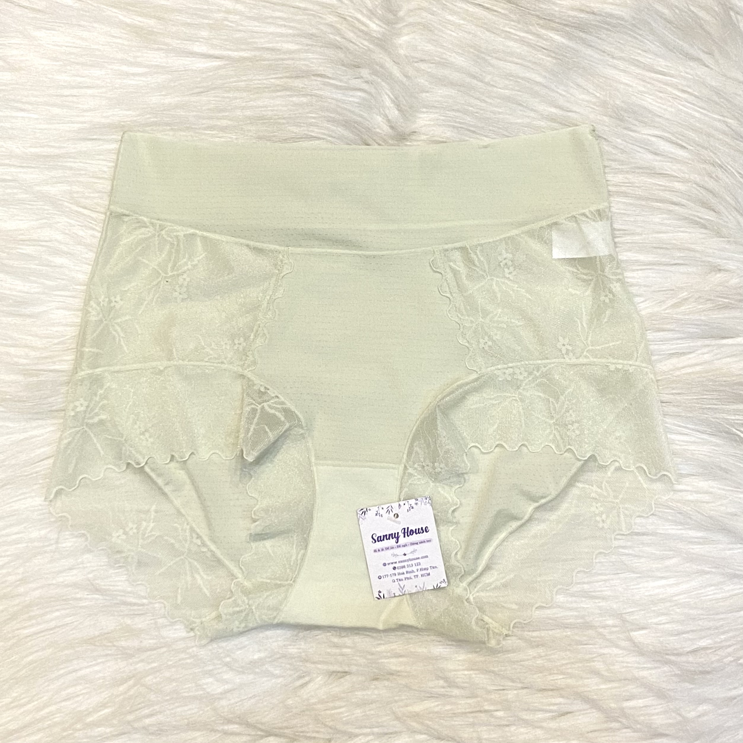 Quần lót nữ lưng cao 7802 ren lưới mềm mại ôm body thon gọn không lộ viền may