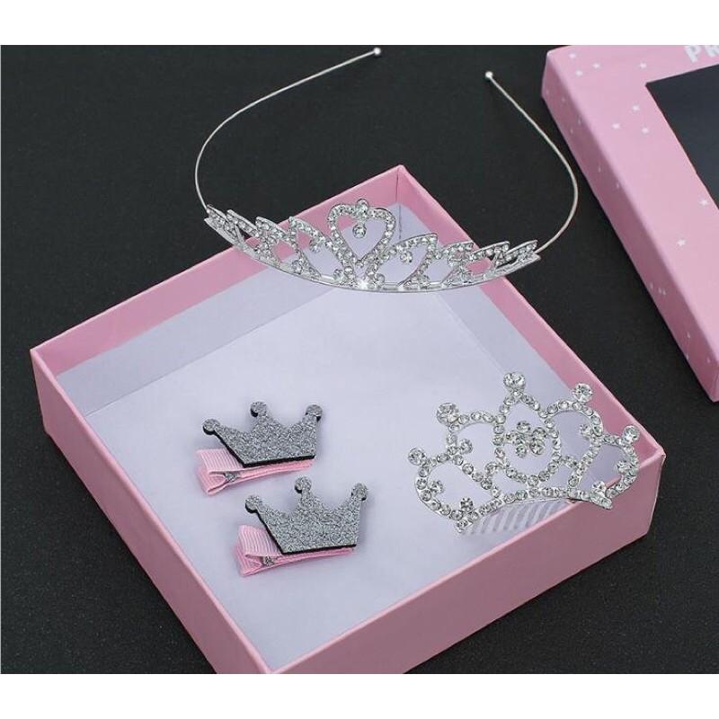 Sét Kẹp tóc vương miện bé gái xinh xắn