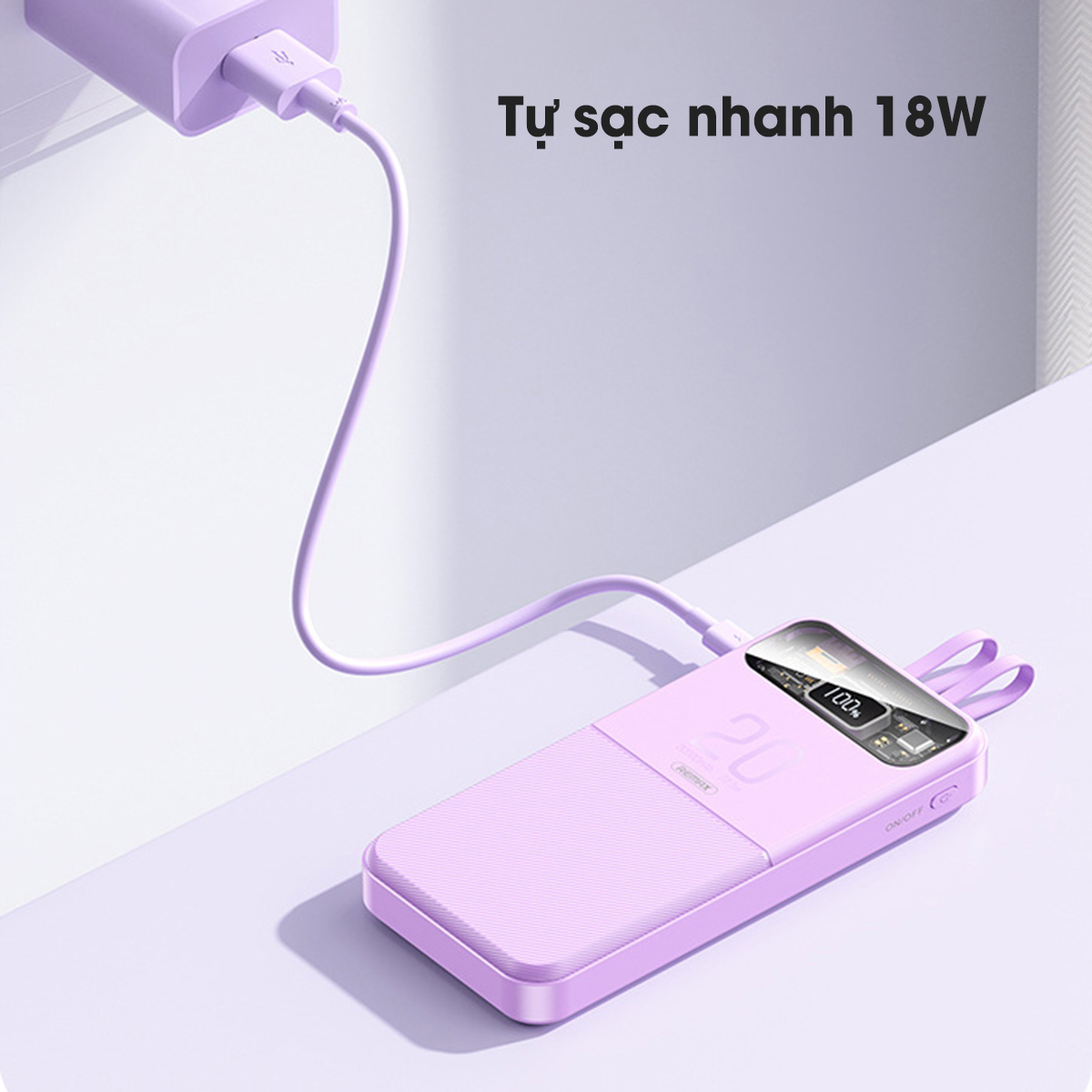 Remax RPP 620 Pin sạc dự phòng 20000mAh tích hợp 2 cáp - hỗ trợ QC 22.5W và PD 20W -Remax Hàng Chính Hãng Bảo Hành 12 Tháng Lỗi 1 Đổi 1