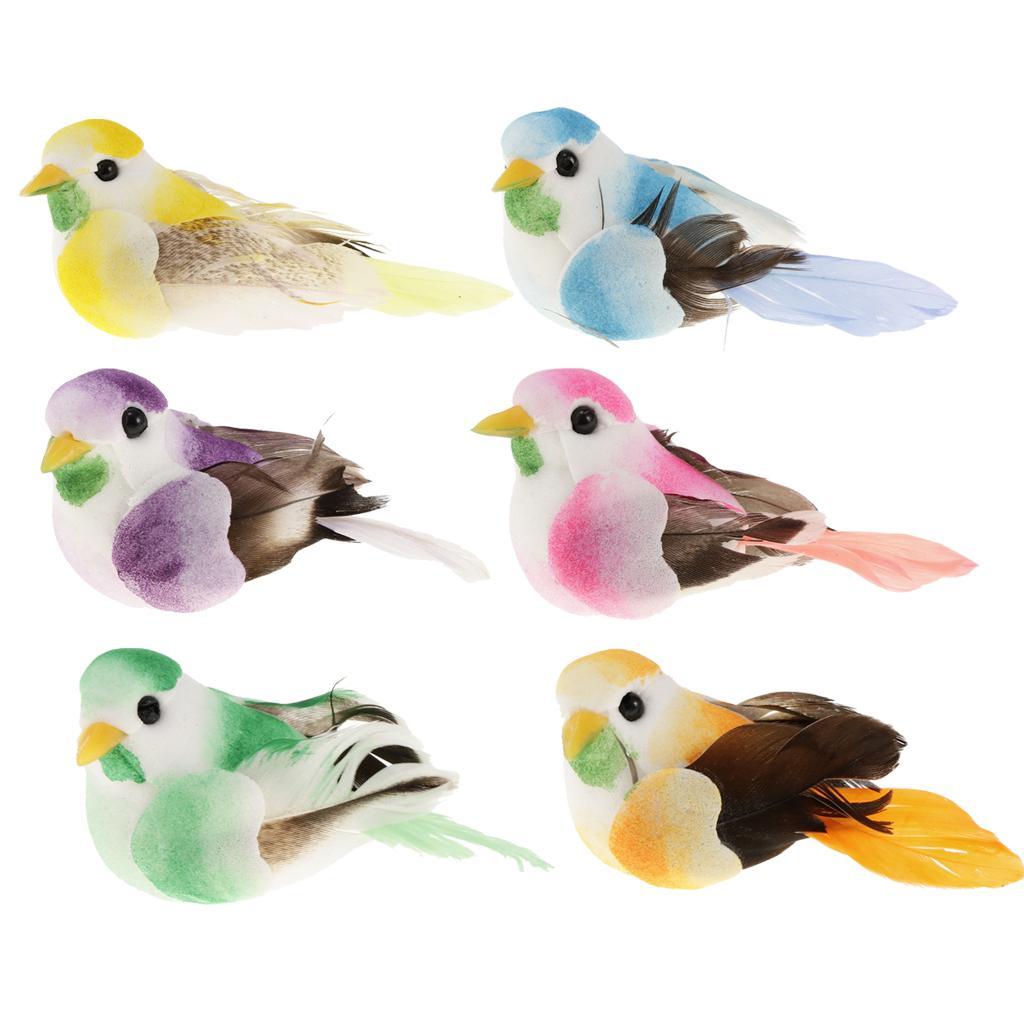 6Pieces Artificial Feather Robin Bird Christmas Tree Home Decoration Craft