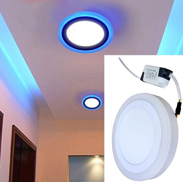 Đèn LED Ốp Trần Tròn 2 Màu 3 Chế Độ Posson LP-RoW12-B4 (12W + 4W ) - Ánh Sáng Trắng + Xanh