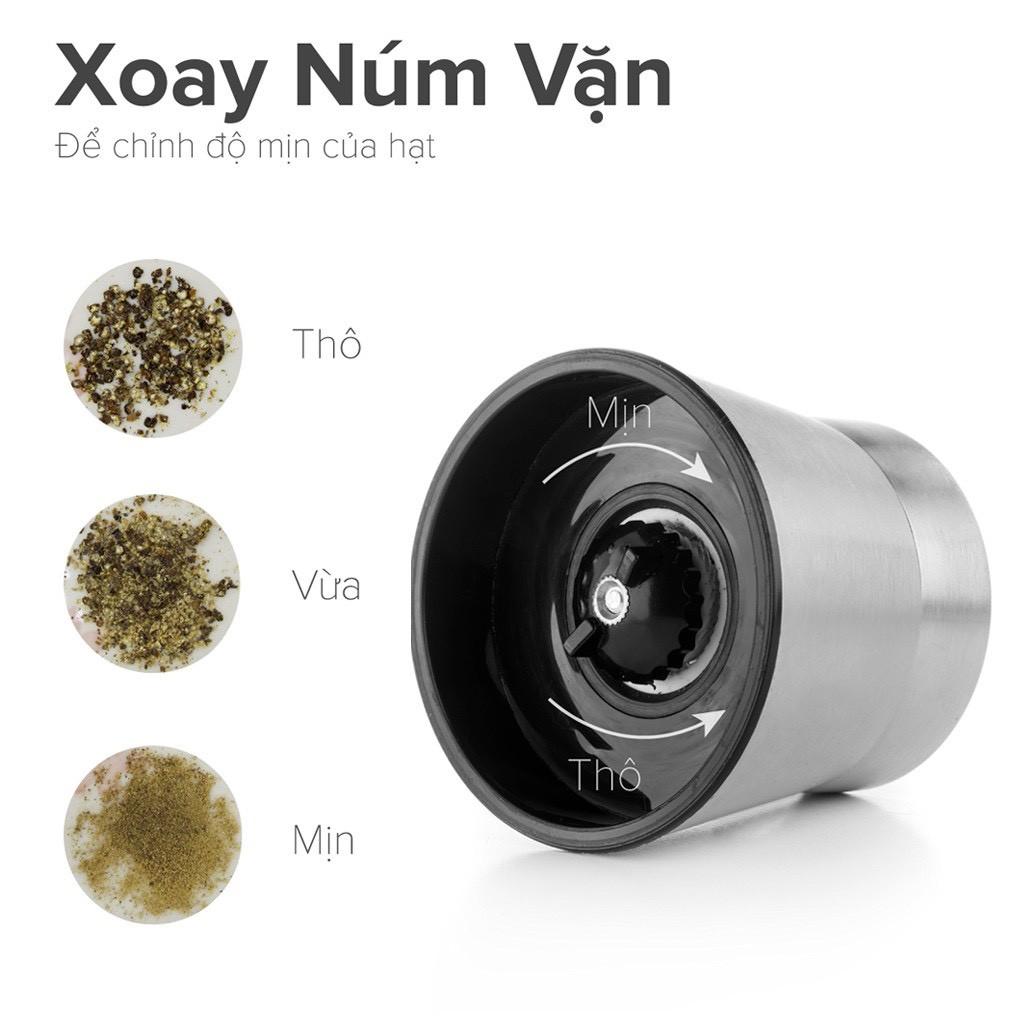 Lọ xay tiêu inox 304, Lọ say tiêu cầm tay inox dung tích 180ml, lọ xay tiêu cầm tay tiện dụng - King