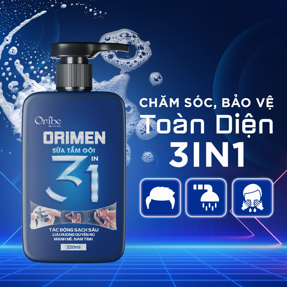 Sữa Tắm Gội Hương Nước Hoa Cao Cấp 3 in 1 Orimen 220ml