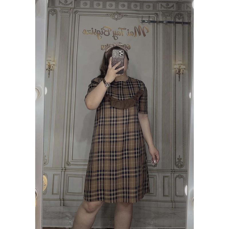 Váy kẻ cổ bèo nâu cực xinh