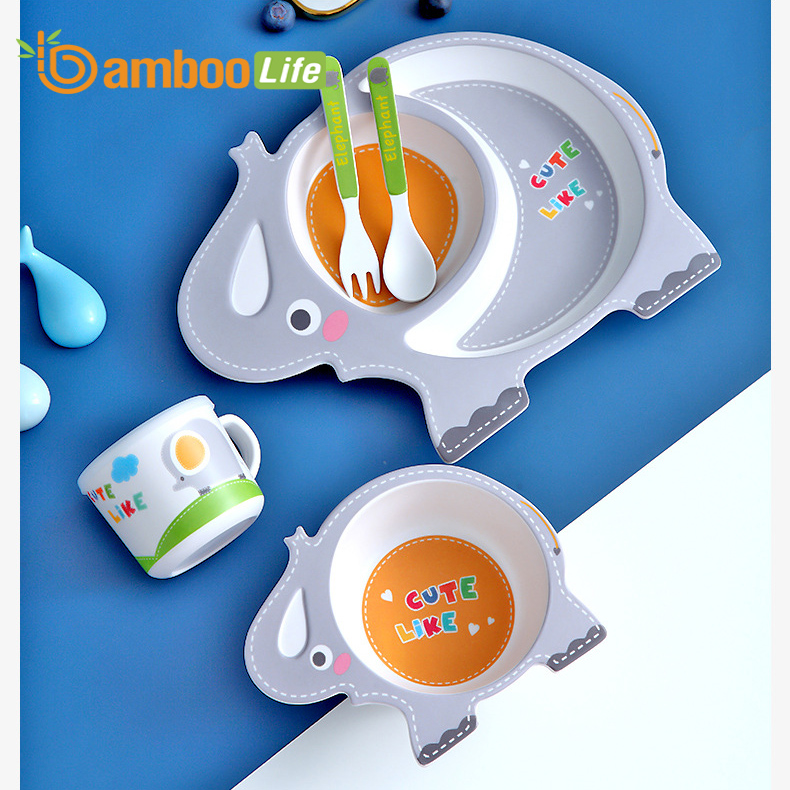 Bộ khay ăn dặm cho bé từ sợi tre Bamboo Life hàng chính hãng Bộ chén bát ăn dặm Đồ dùng ăn dặm cho bé BL035