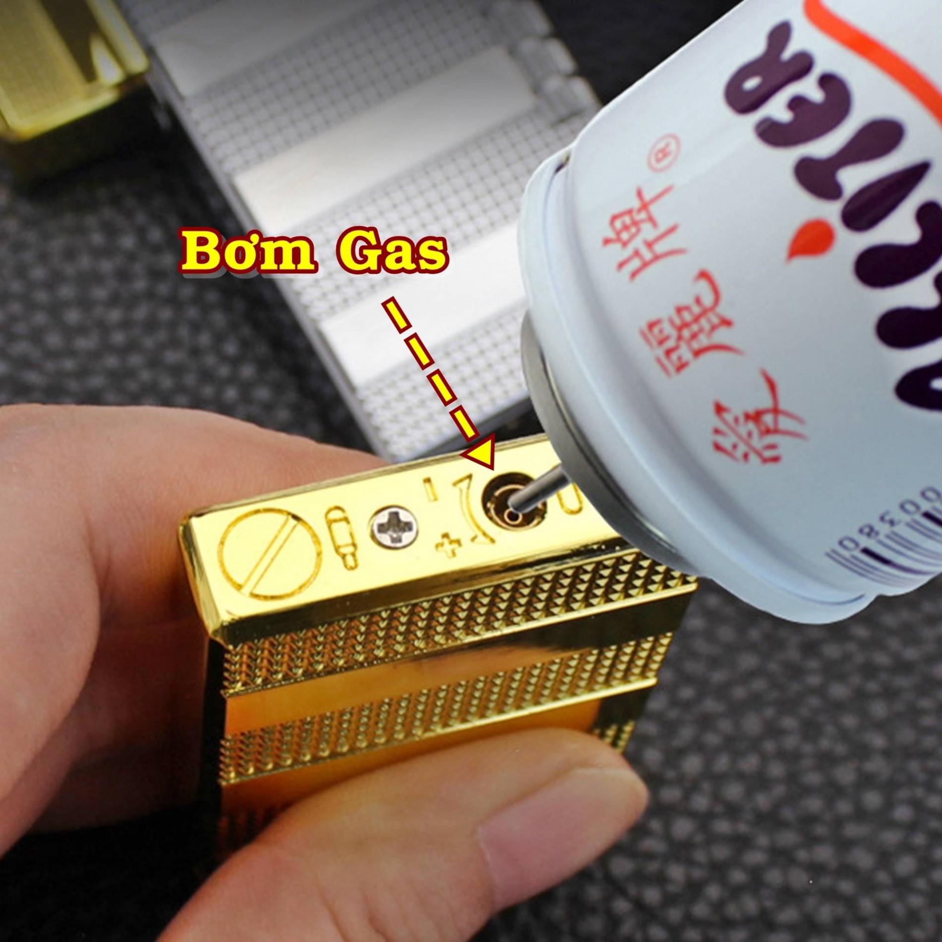 Hột quẹt bật lửa Dupont vân kim cương 3 sọc ngang M36 - xài gas