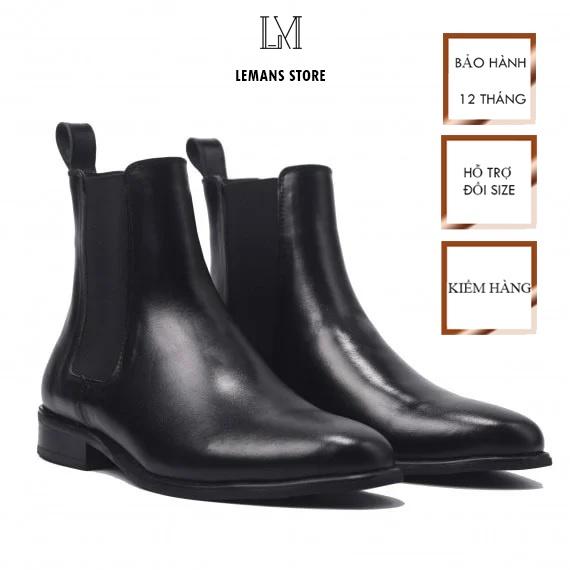 Giày Chelsea boots nam CB02 bản mũi nhọn, da bò cao cấp ống Cao, LEMANS bảo hành 24 tháng