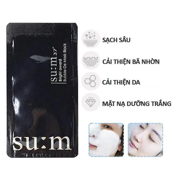 Combo 30 gói Mặt nạ SỦI BỌT THẢI ĐỘC TỐ + LÀM SÁNG DA + SE KHÍT LỖ CHÂN LÔNG Su:m 37 White Award Bubble-De Mask
