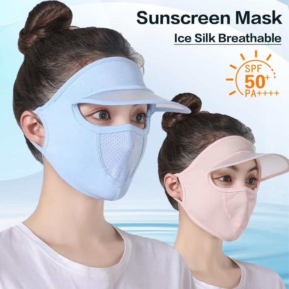 Mỏng Thoáng Khí Băng Lụa Mặt Nạ Chống Nắng Toàn Mặt Cổ Dài Mùa Hè Chống Tia UV Bảo Vệ Đi Xe Đạp Đi Biển Làm Đẹp Hat Color: B Blue