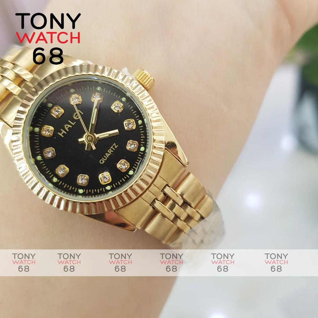 Đồng hồ nam Halei mặt tròn dây kim loại vàng chính hãng Tony Watch 68