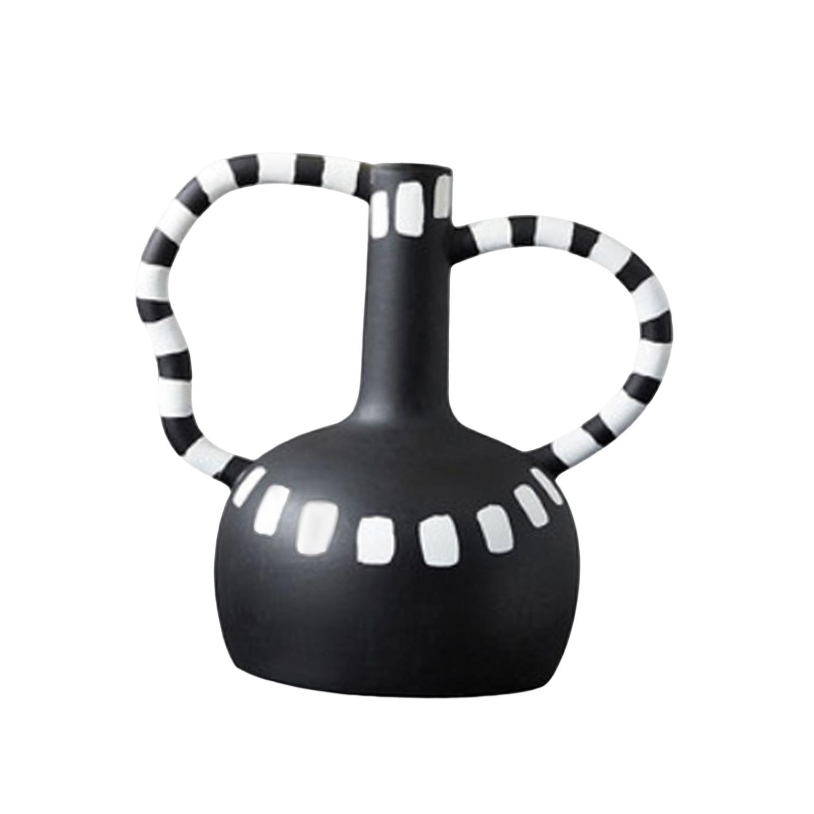 Black and White Vase Resin Flower Vase Nordic for Home Living Room Entrance