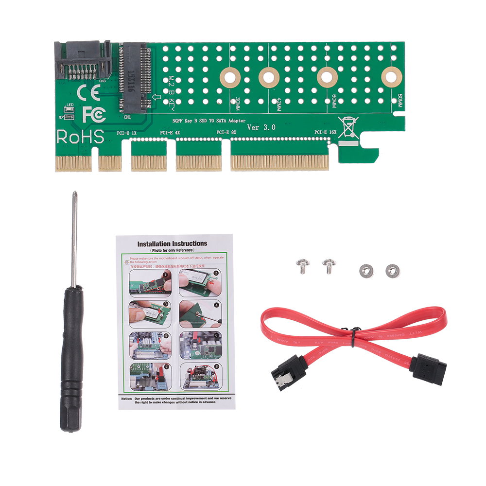 Bộ Chuyển Đổi SSD M.2 Sang SATA PCI-E Key B Khe Cắm PCI Express Bộ Cáp SATA