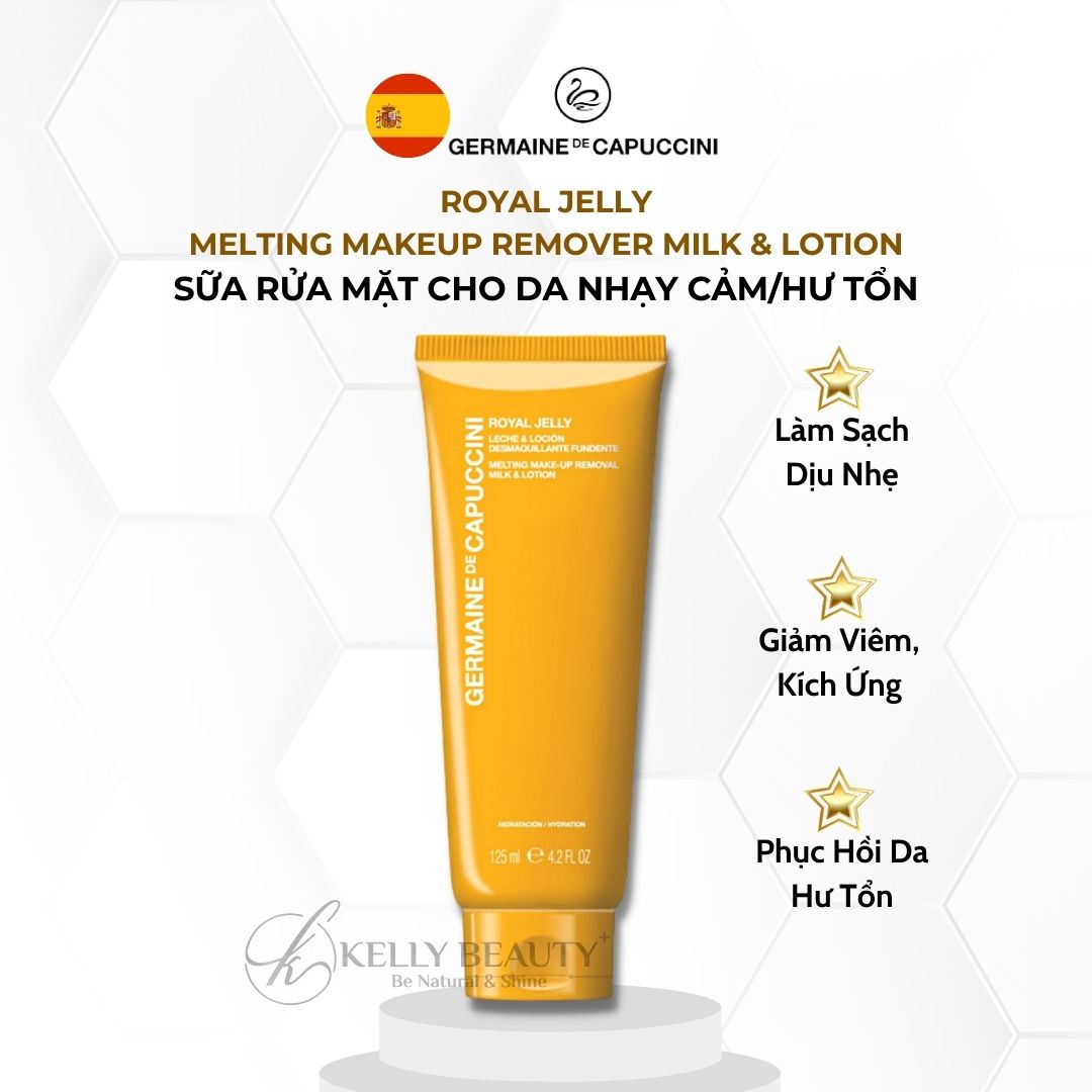Sữa Rửa Mặt Cho Da Nhạy Cảm Germaine Royal Jelly Melting Makeup Remover Milk & Lotion - Kelly Beauty