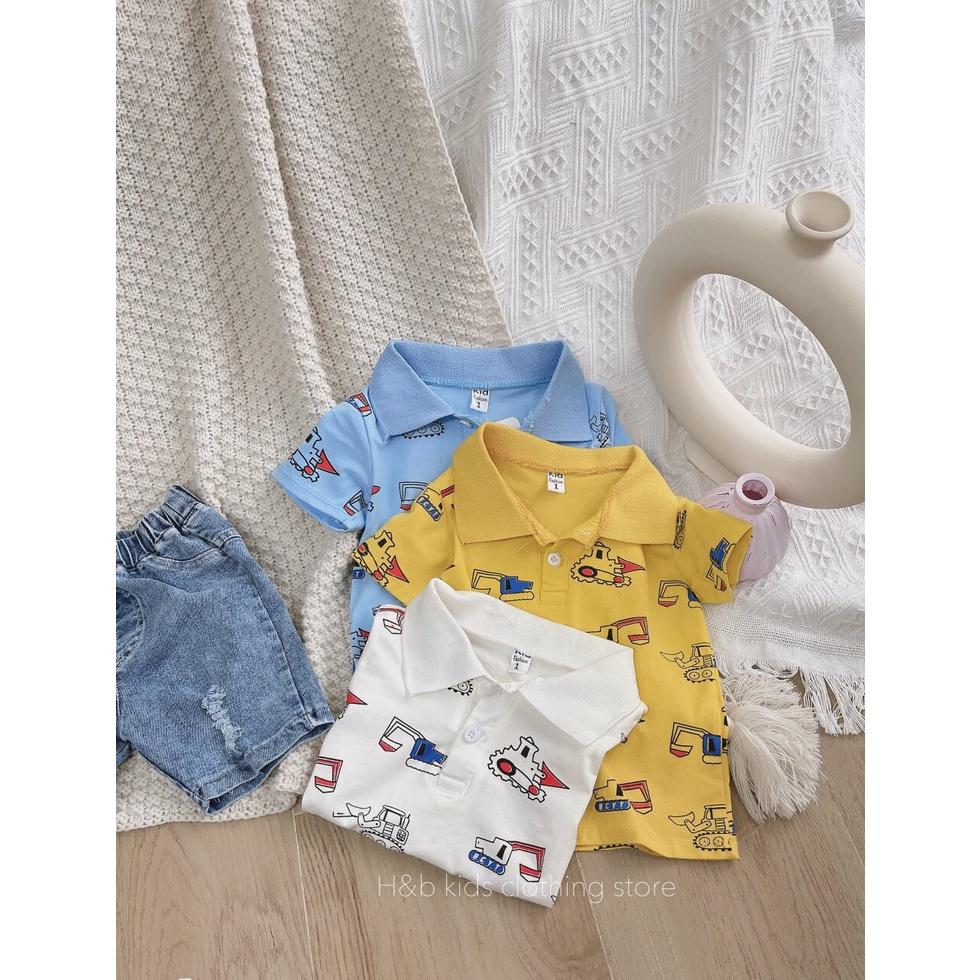 Bộ cộc tay bé trai, bộ áo cổ bẻ cotton quần jean chô bé 10-20kg