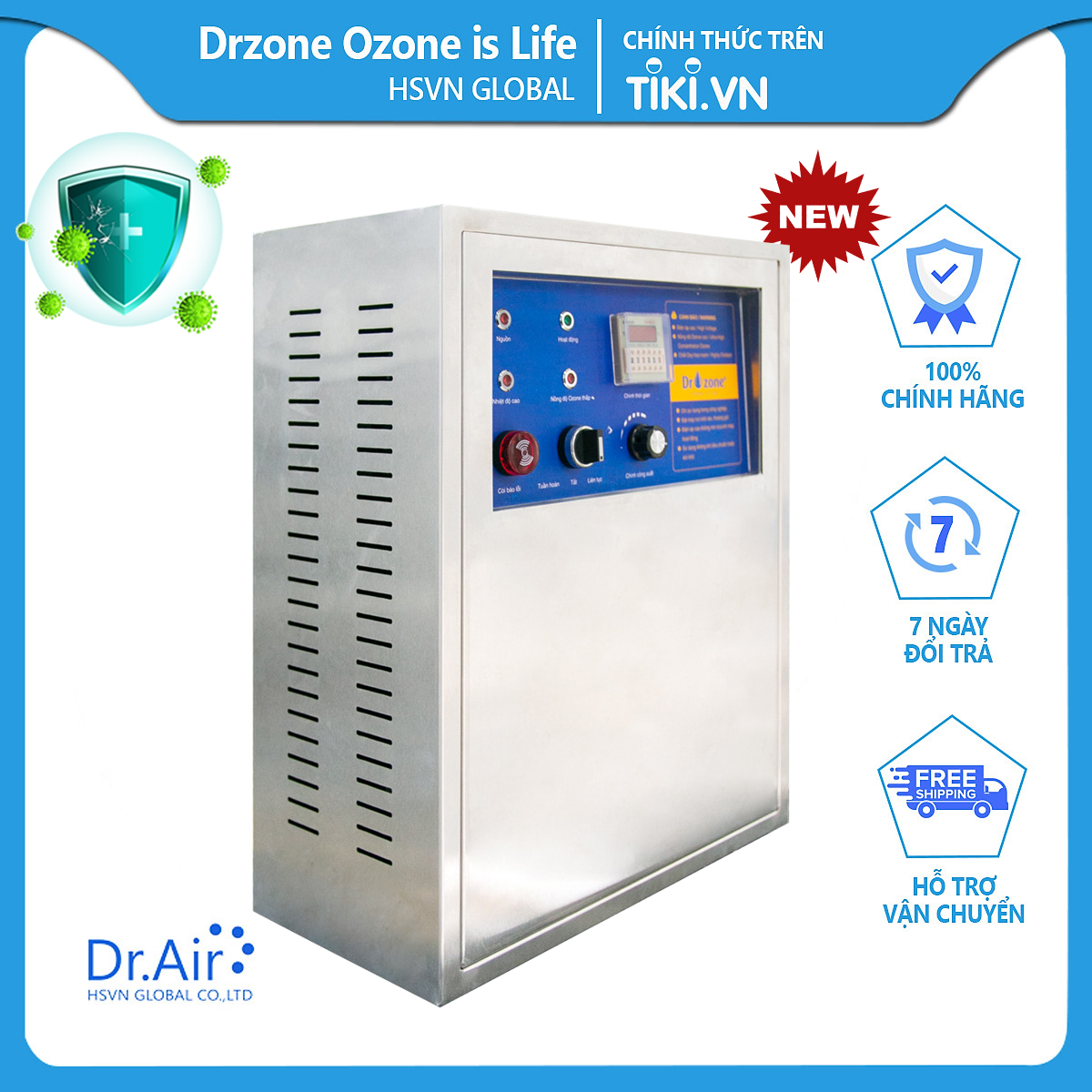 Máy tạo Ozone khử độc thực phẩm DrOzone D2 - Hàng Chính Hãng