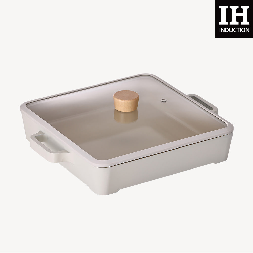 Nồi lẩu vuông Fika Neoflam 28cm - Hàn Quốc. Hàng có sẵn, giao ngay. Màu trắng ngà