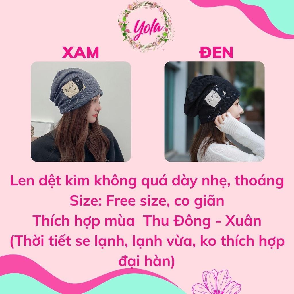 Mũ len nữ trùm đầu YOLA shop Mũ len hàn quốc dệt kim giữ ấm thu đông se lạnh năng động cá tính - QUÀ CỘT TÓC MULE.001